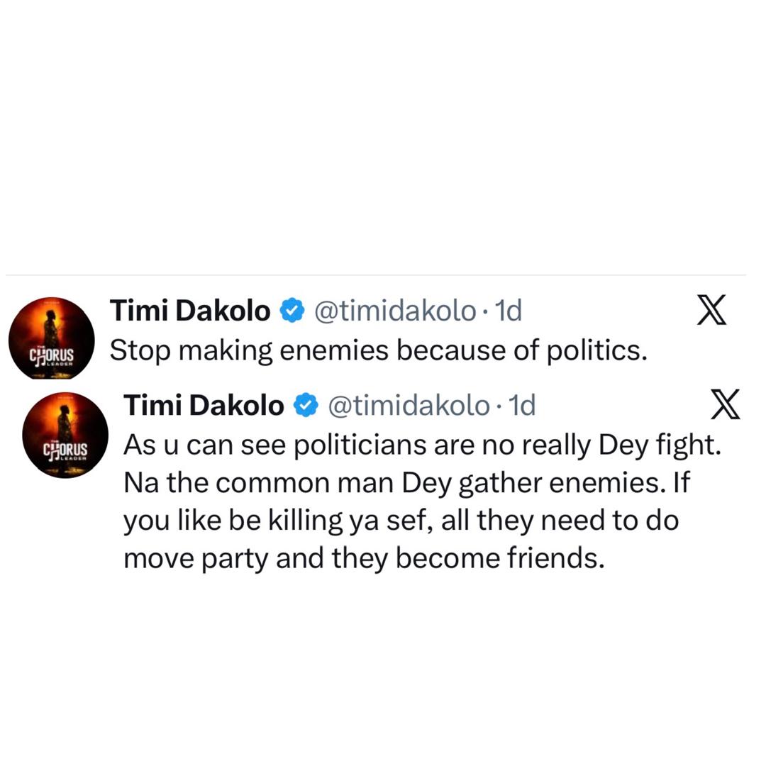 God will punish you - Klintincod slams Timi Dakolo for asking Nigerians not to make enemies because of politics